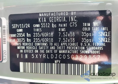 2025 Kia Sorento S from USA, damaged, VIN 5XYRLDJC0SG329857